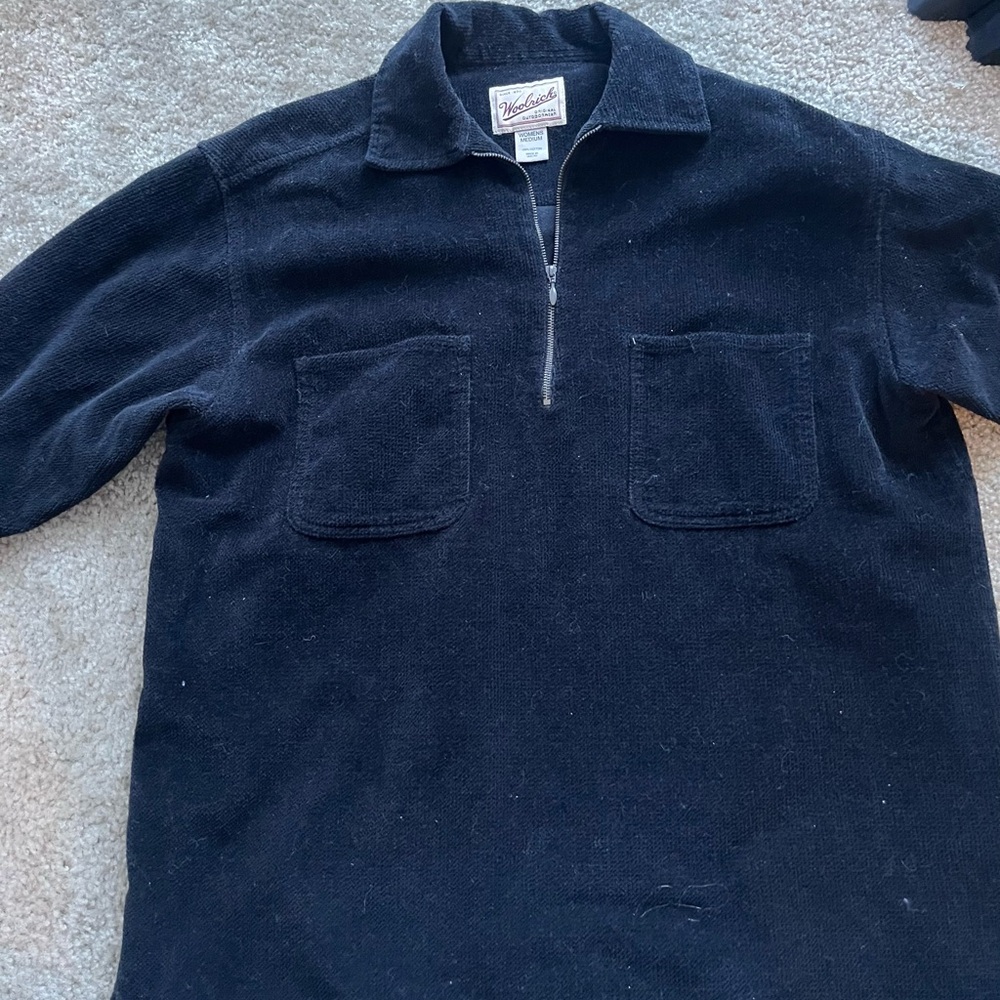 Woolrich Men's Dark Blue Zip-Up Sweater